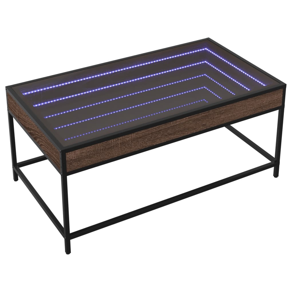 Măsuță de cafea cu LED infinity, stejar maro, 90x50x41cm