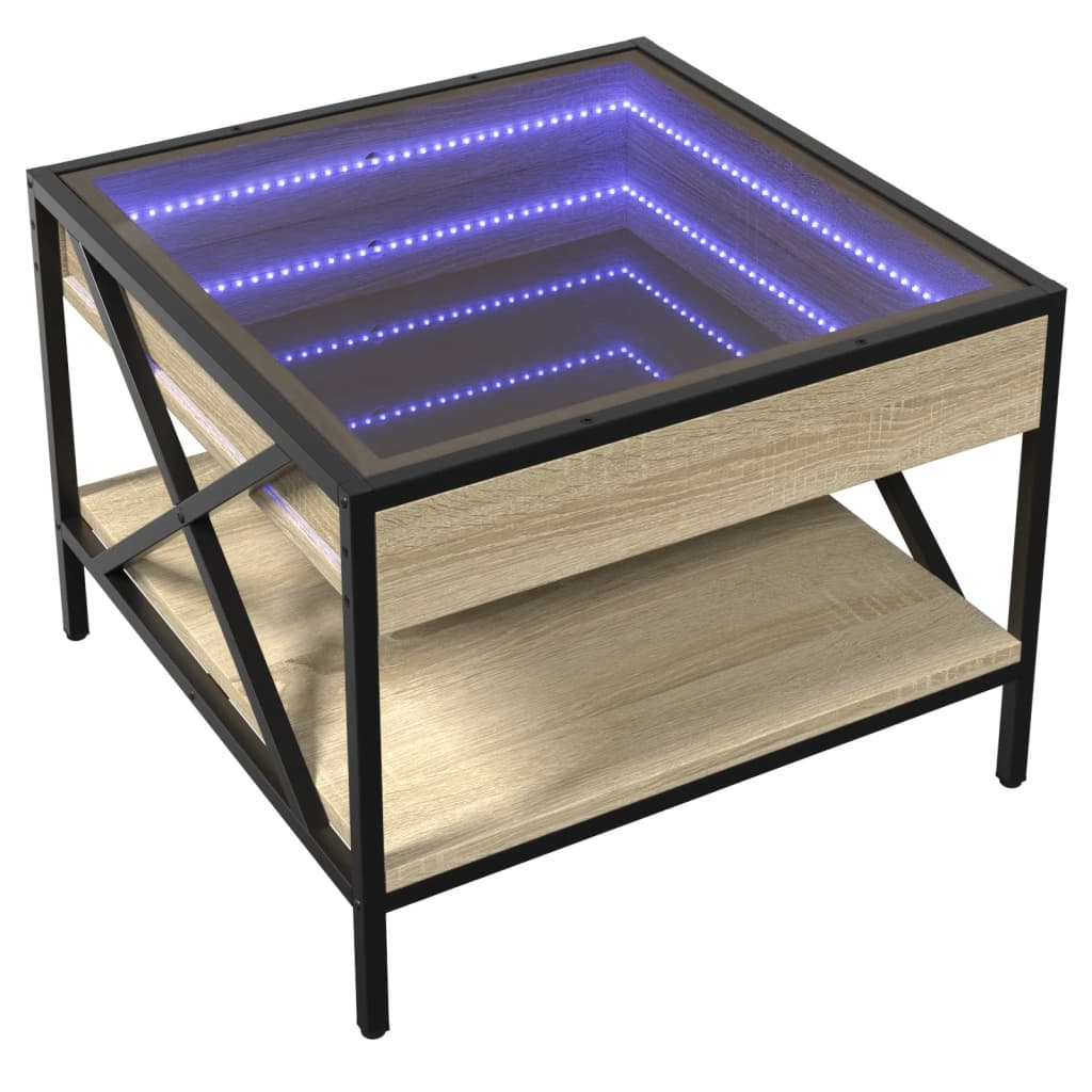 Măsuță de cafea cu LED infinity, stejar sonoma, 50x50x38 cm