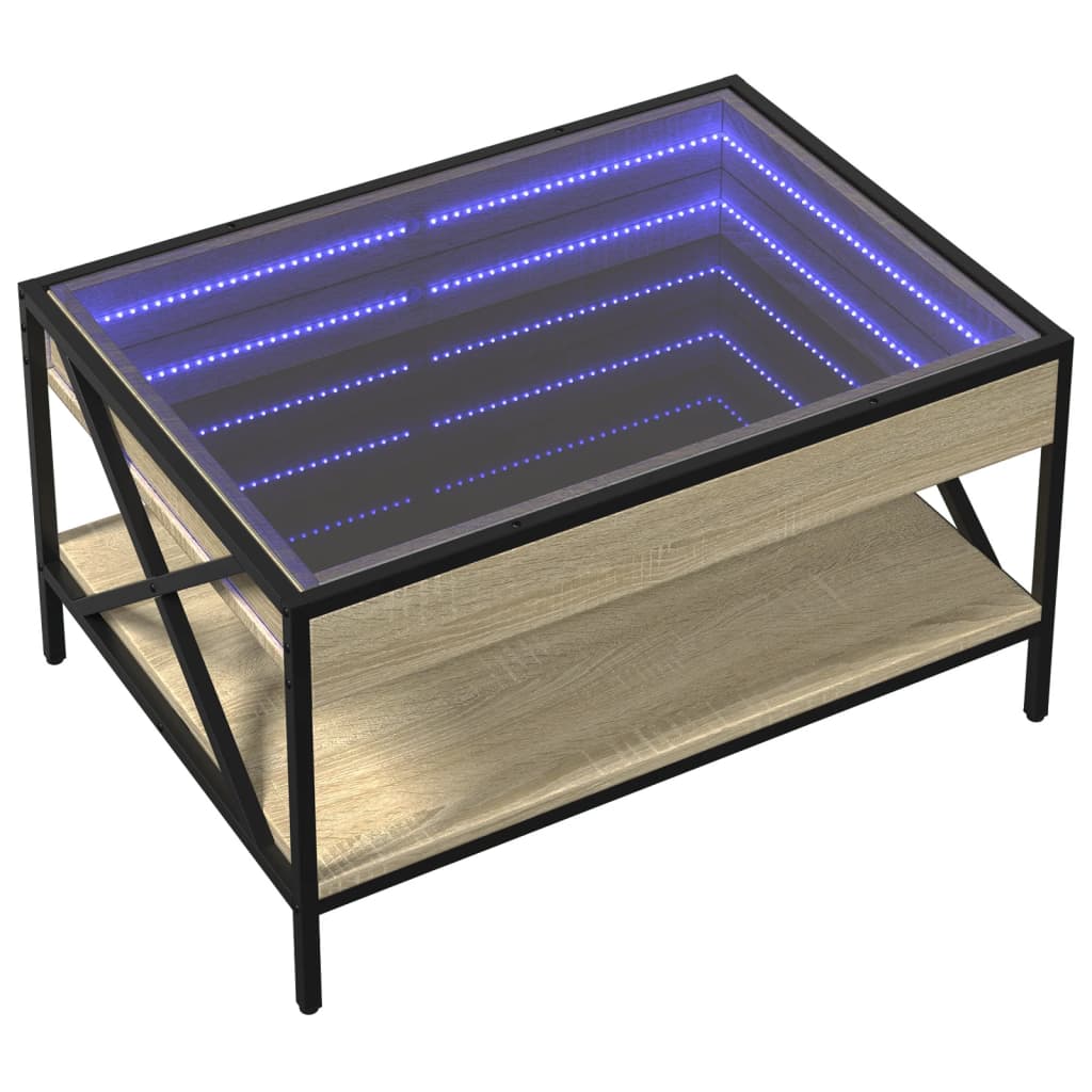 Măsuță de cafea cu LED infinity, stejar sonoma, 70x50x38 cm