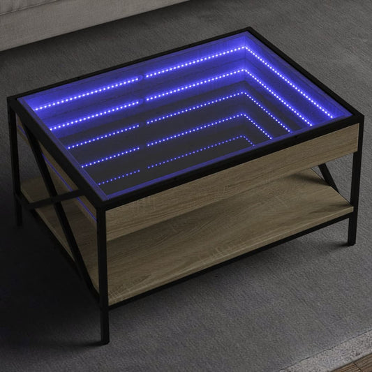 Măsuță de cafea cu LED infinity, stejar sonoma, 70x50x38 cm