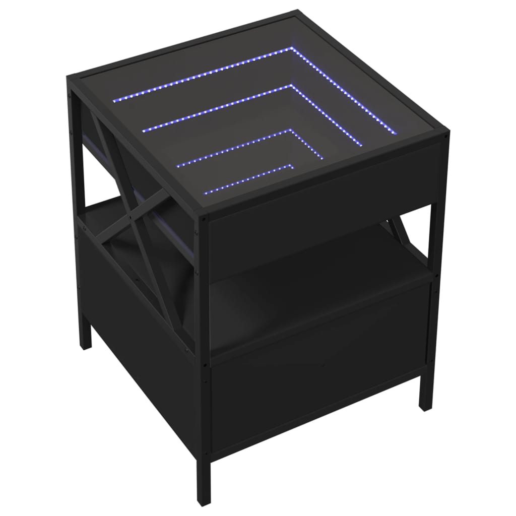 Măsuță de cafea cu LED infinity, negru, 40x40x51 cm