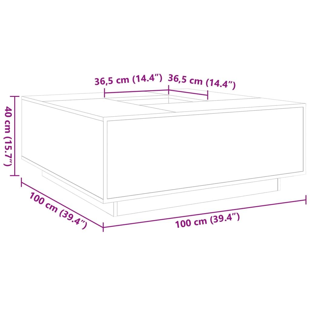 Măsuță de cafea alb 100x100x40 cm lemn prelucrat