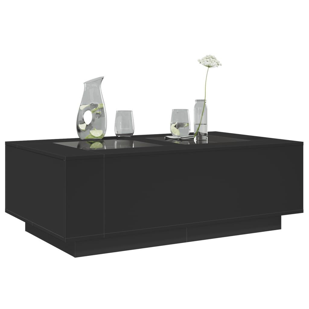 Măsuță de cafea cu LED infinity, negru, 116x69x40 cm