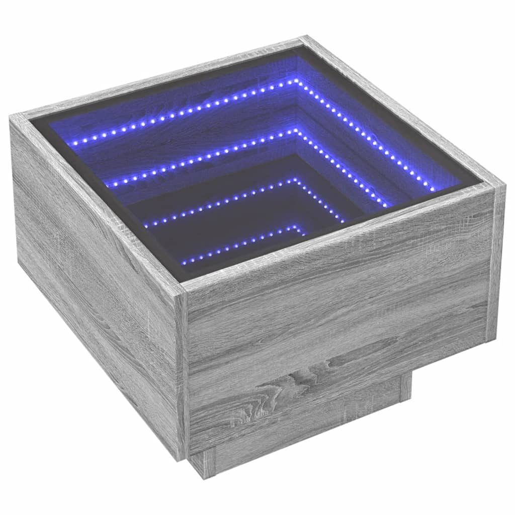 Noptieră cu LED infinity, gri sonoma, 40x40x30 cm