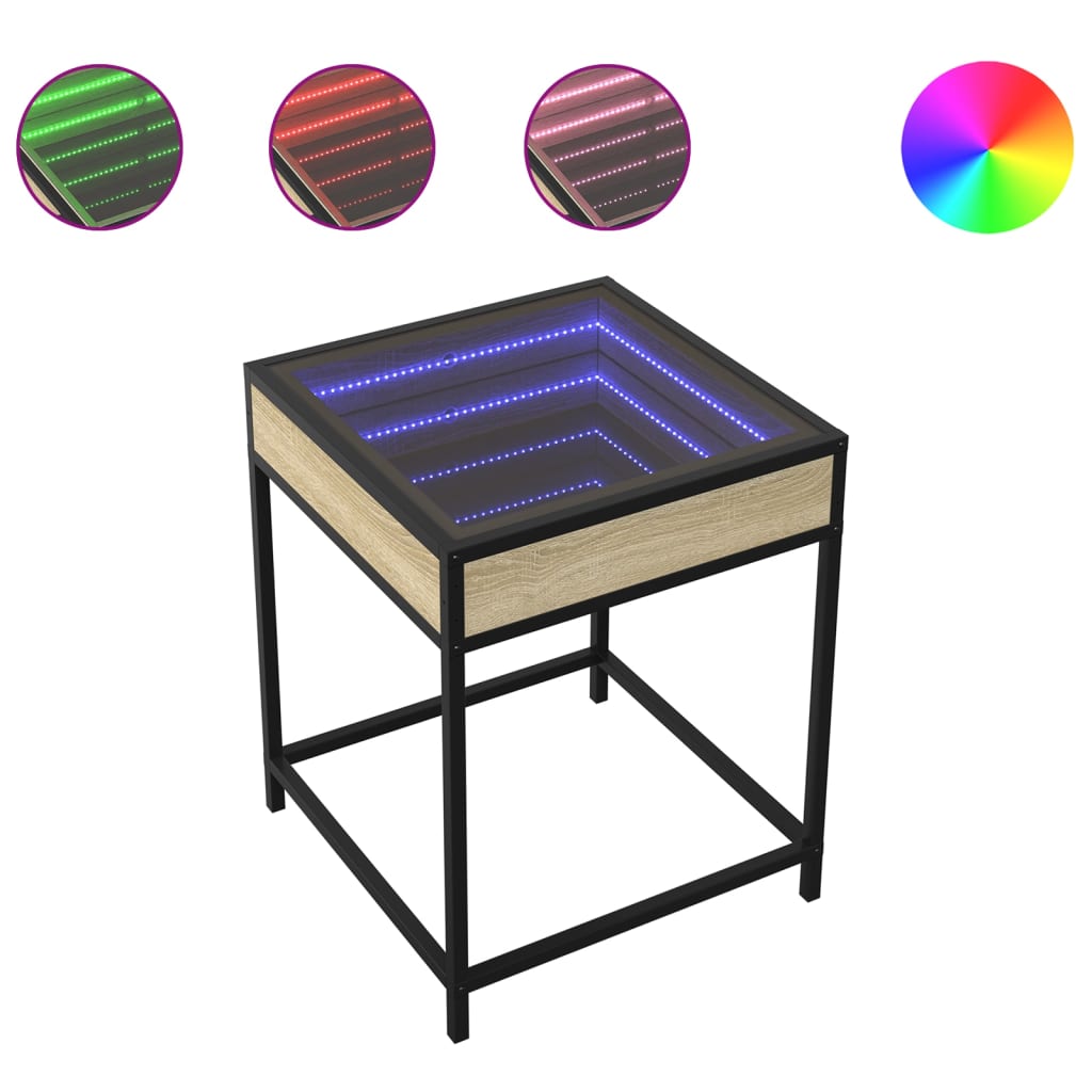 Noptieră cu LED infinity, stejar sonoma, 40x40x51 cm