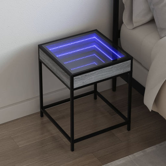 Noptieră cu LED infinity, gri sonoma, 40x40x51 cm