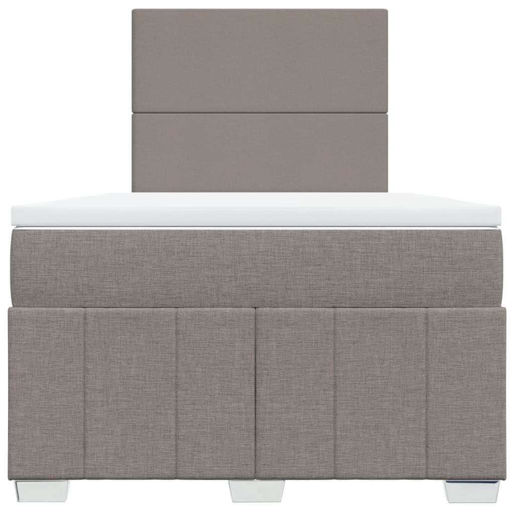 Pat box spring cu saltea, taupe, 120x190 cm material textil