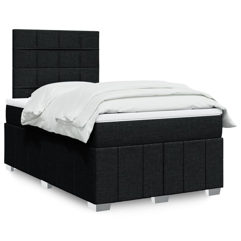 Pat box spring cu saltea, negru, 120x190 cm, catifea