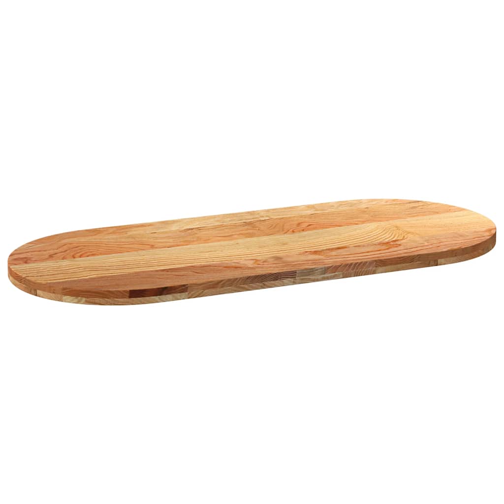 Blat de masă maro deschis 140x60x4 cm lemn masiv de stejar oval