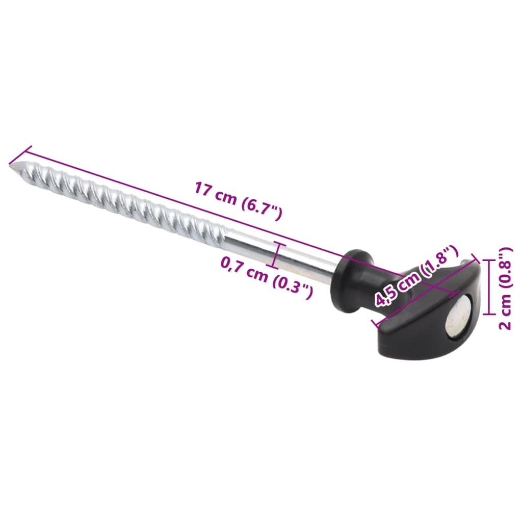 Țăruși de cort, 24 buc., 17 cm, Ø7 mm, oțel galvanizat