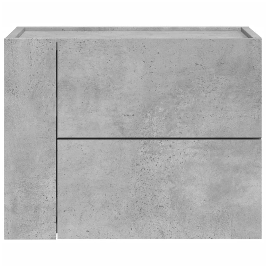 Noptiere de perete, 2 buc., gri beton, 45x30x35 cm