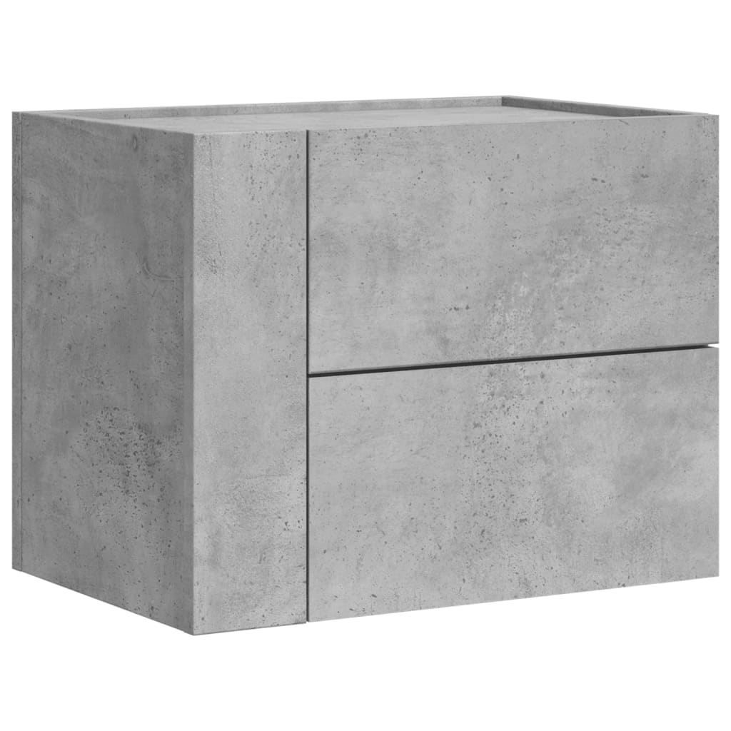 Noptiere de perete, 2 buc., gri beton, 45x30x35 cm