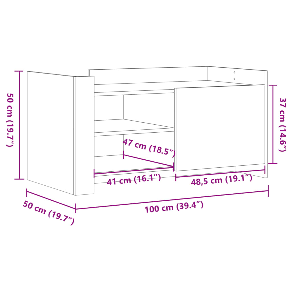 Măsuță de cafea gri sonoma 100x50x50 cm lemn prelucrat