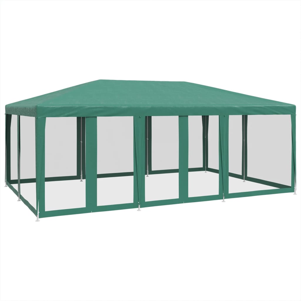 Cort de petrecere cu 10 pereți din plasă, verde, 6x4 m, HDPE