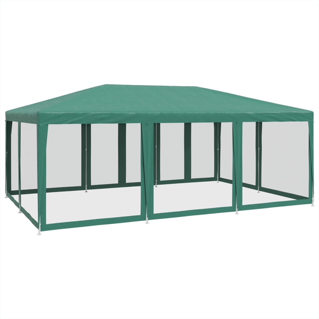 Cort de petrecere cu 10 pereți din plasă, verde, 6x4 m, HDPE