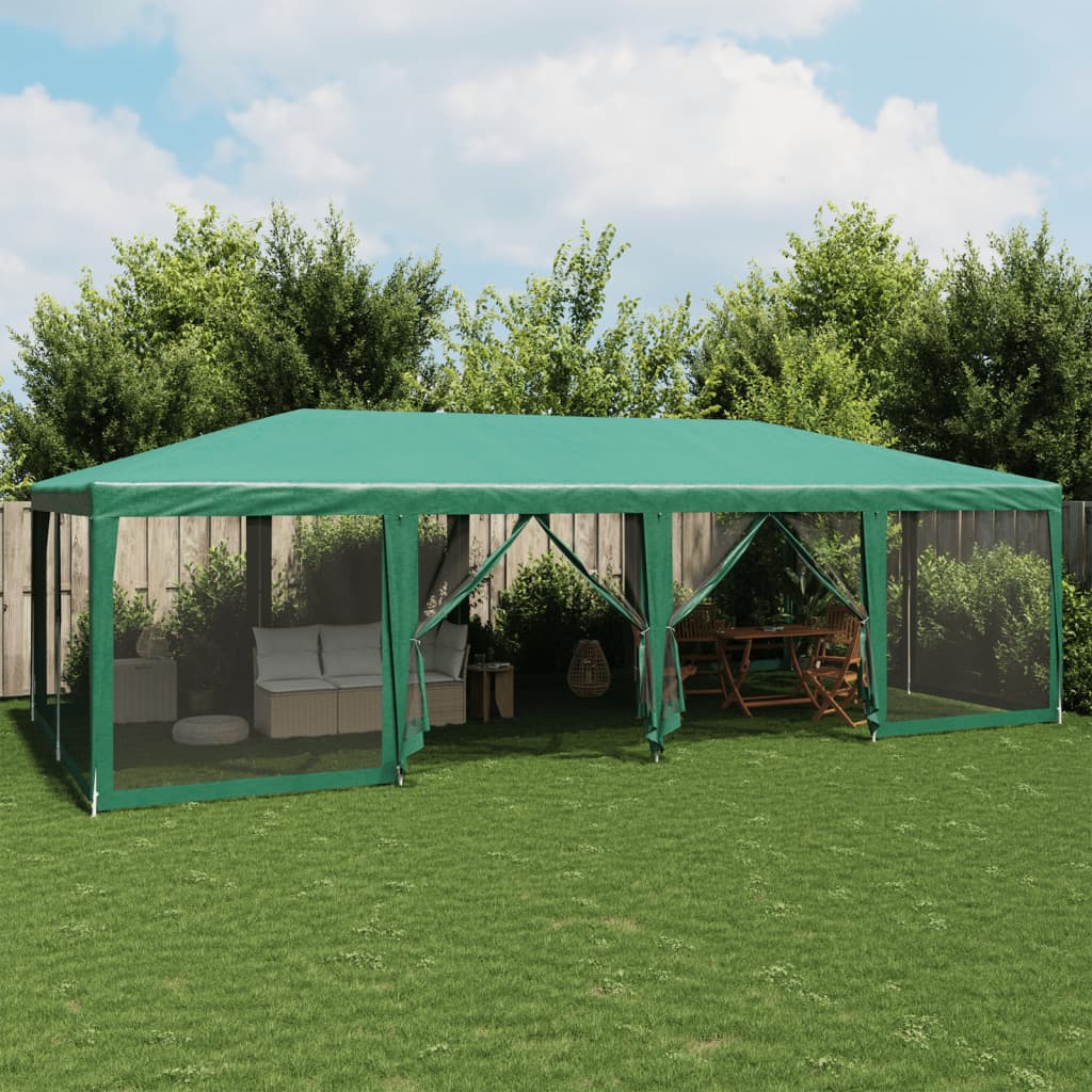 Cort de petrecere cu 12 pereți din plasă, verde, 8x4 m, HDPE