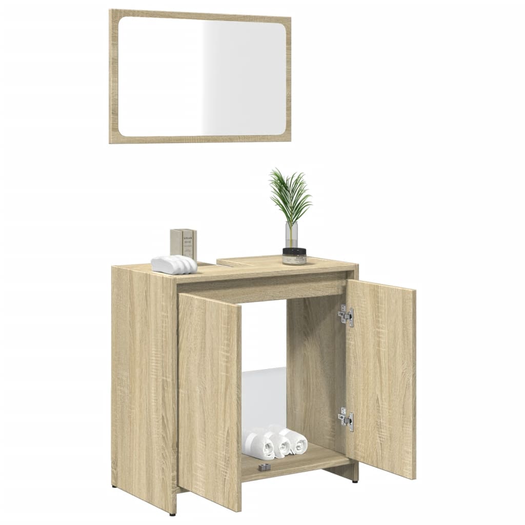 Set mobilier de baie, 2 piese, stejar sonoma, lemn prelucrat