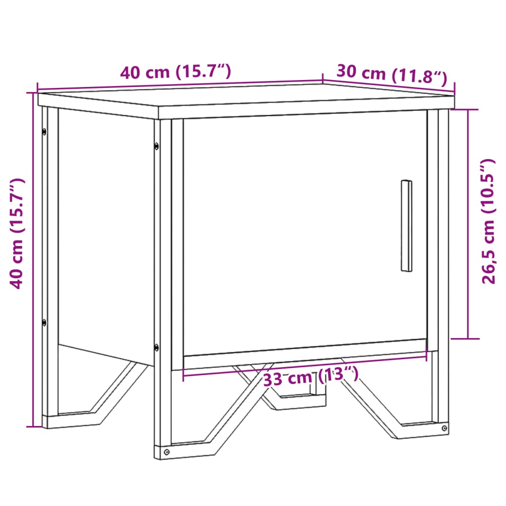 Noptiere, 2 buc., sonoma gri, 40x30x40 cm, lemn prelucrat