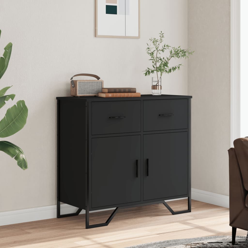 Dulap, negru, 79,5x35,5x74,5 cm, lemn prelucrat