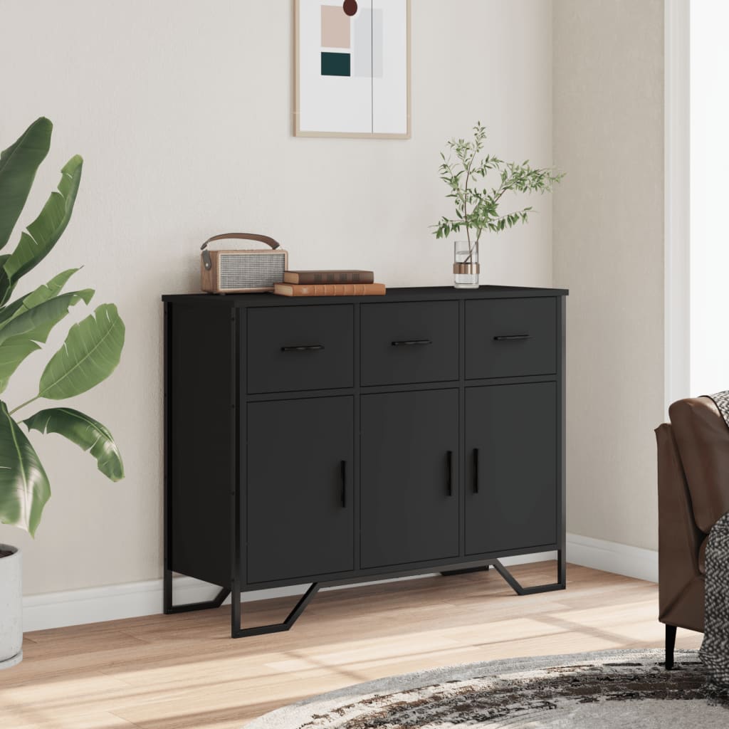 Dulap, negru, 97x32,5x74,5 cm, lemn prelucrat