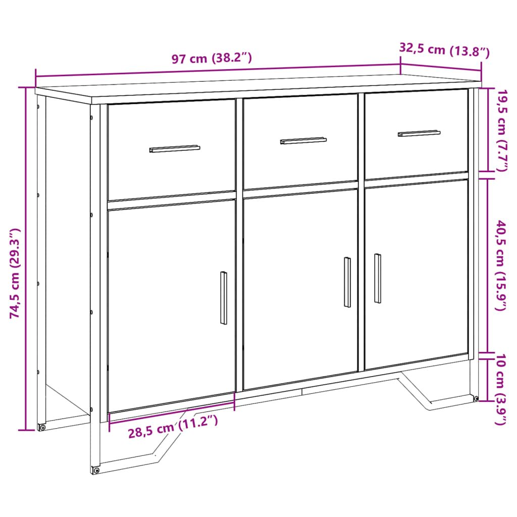 Dulap, gri sonoma, 97x32,5x74,5 cm, lemn prelucrat
