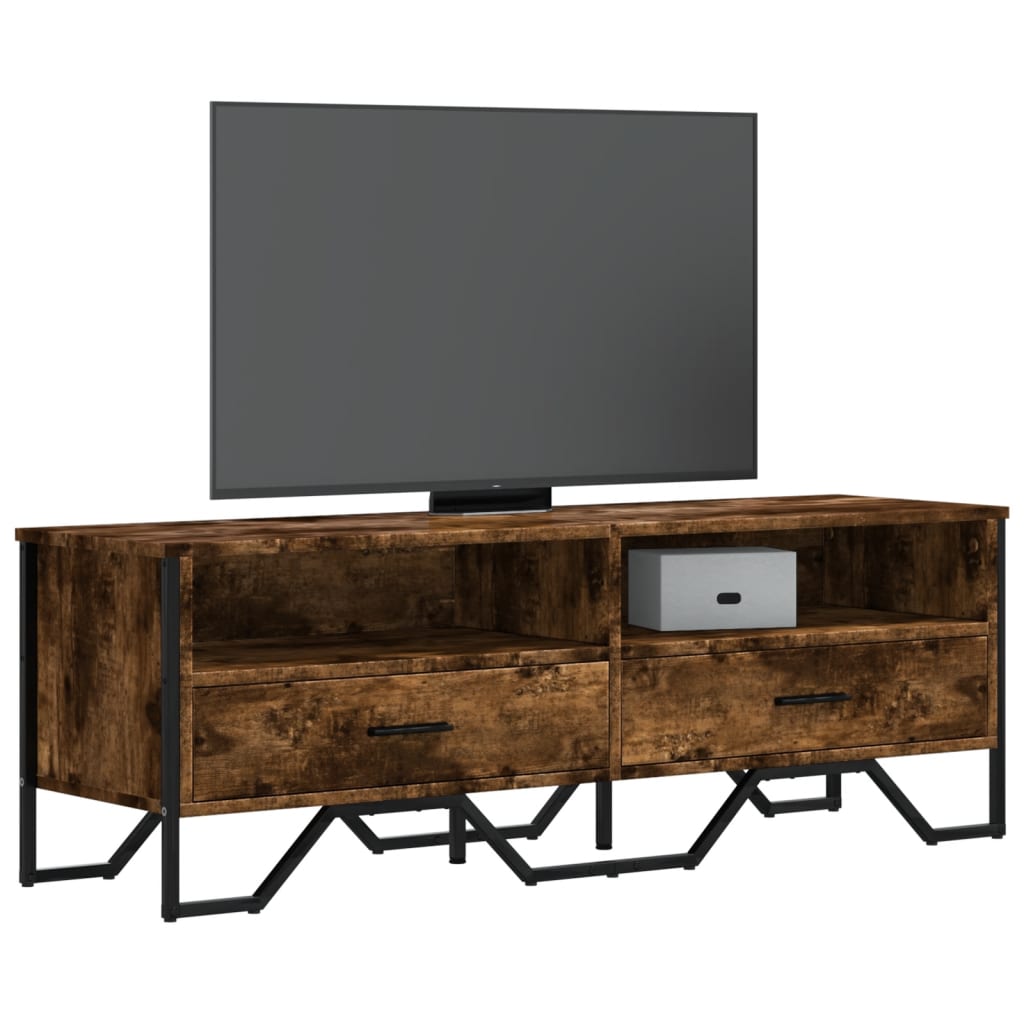 Dulap TV, stejar fumuriu, 122x34x41 cm, lemn prelucrat