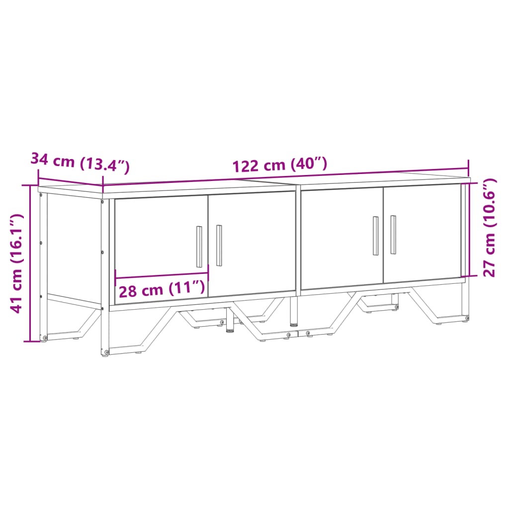Dulap TV, stejar sonoma, 122x34x41 cm, lemn prelucrat