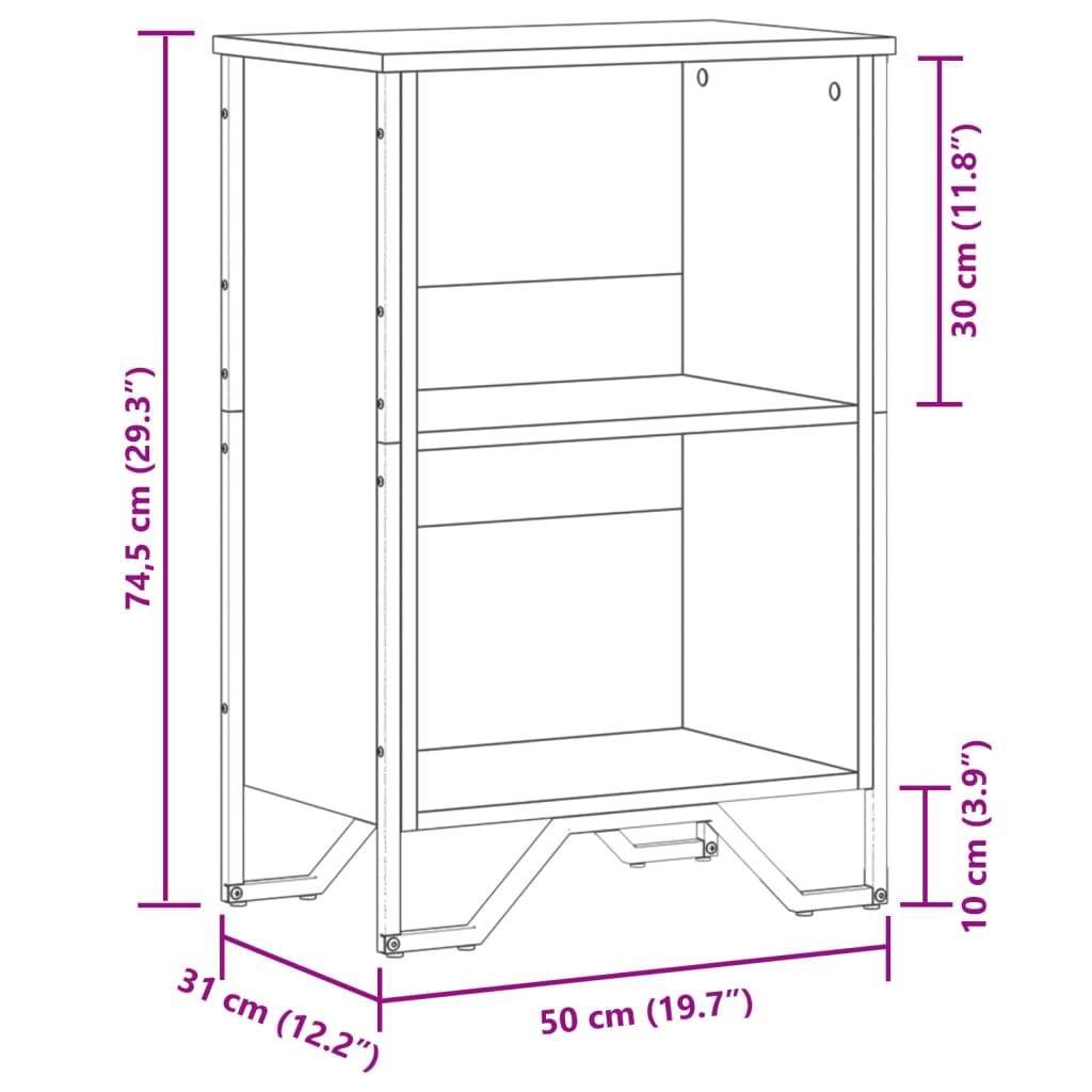 Bibliotecă, gri sonoma, 50x31x74,5 cm, lemn prelucrat