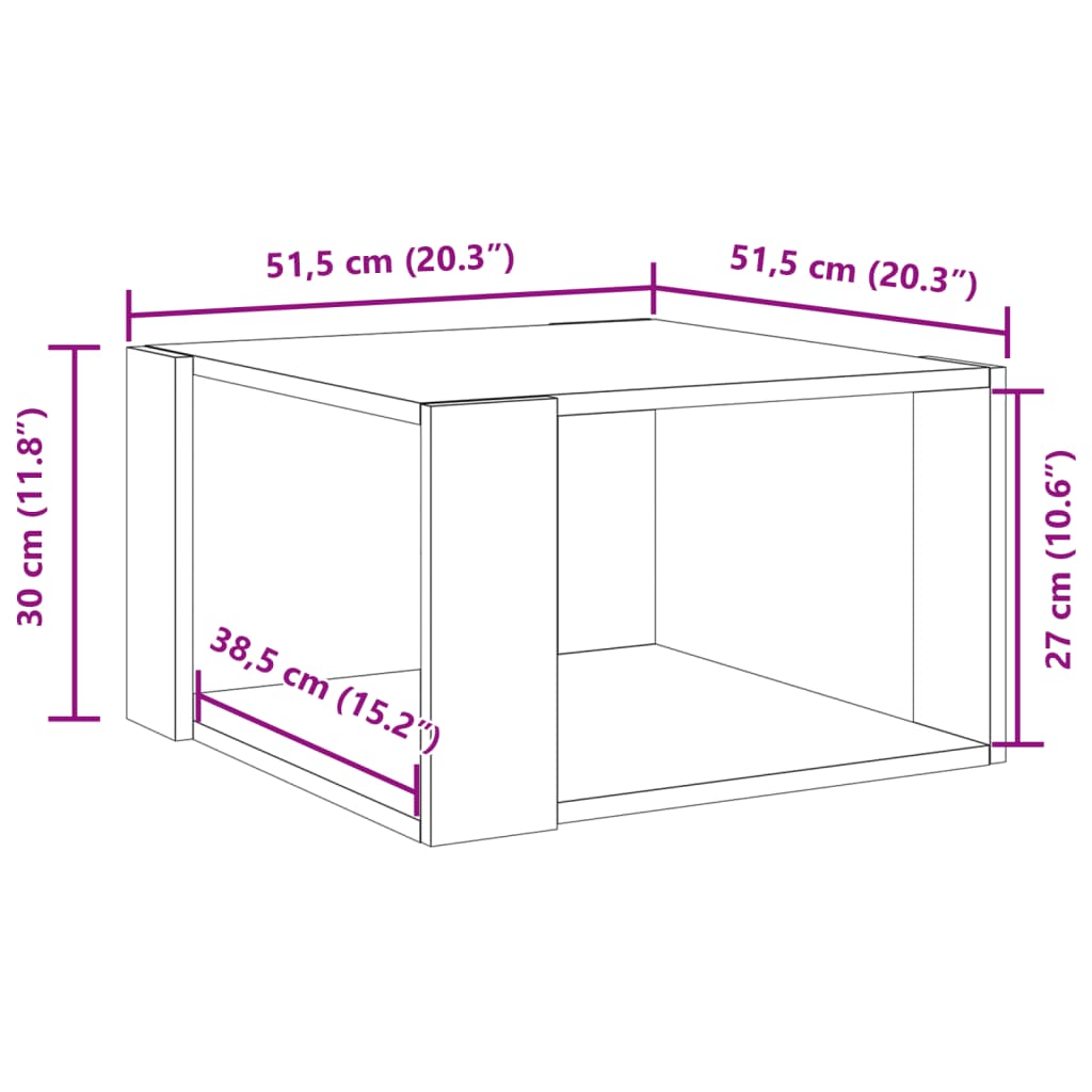 Măsuță de cafea, gri beton, 51,5x51,5x30 cm, lemn prelucrat