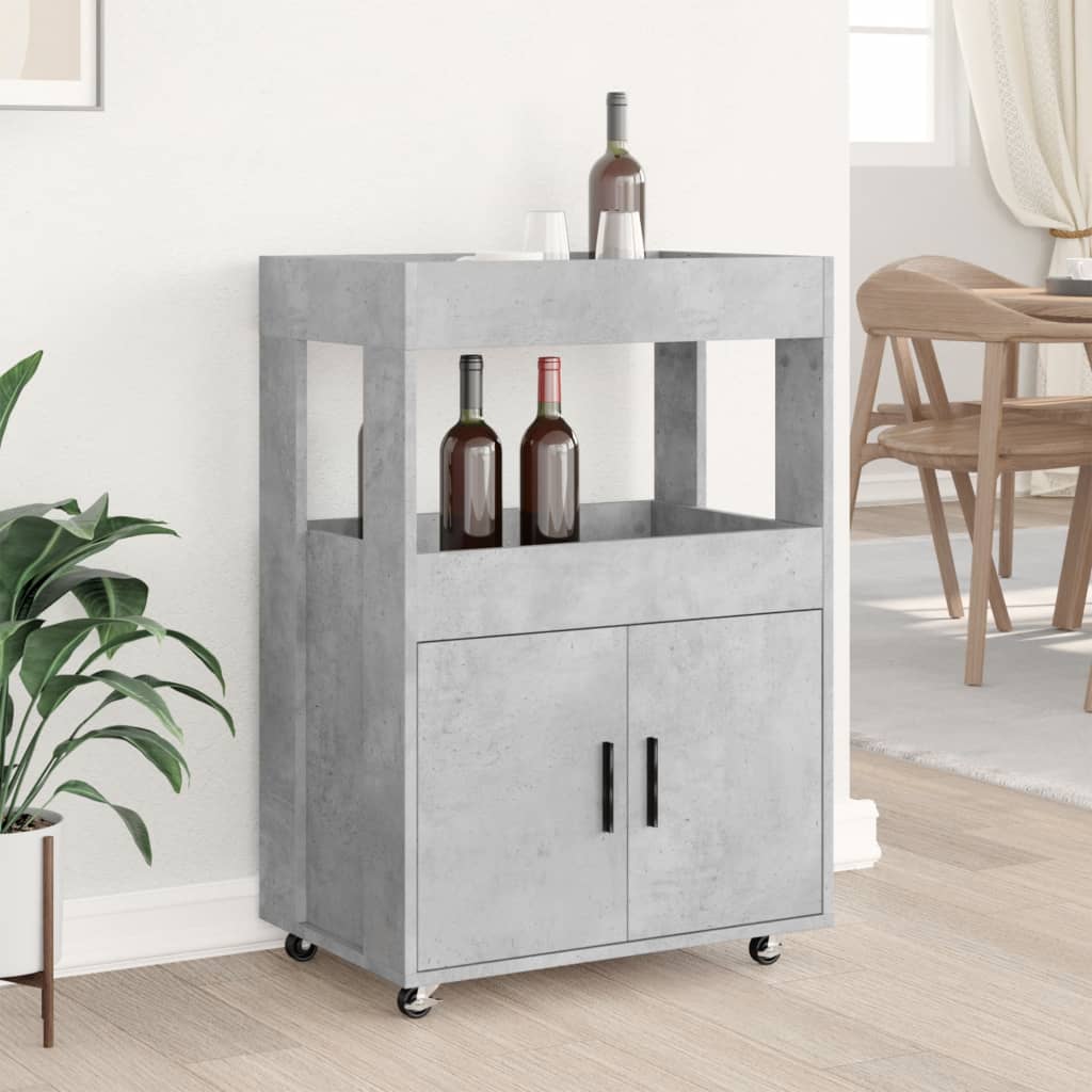 Cărucior de bar, gri beton, 60x39,5x89 cm, lemn prelucrat