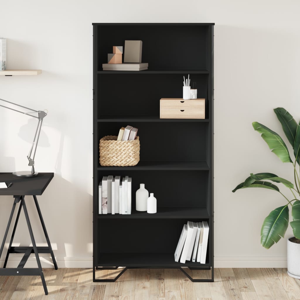 Bibliotecă, negru, 80x31x169 cm, lemn prelucrat