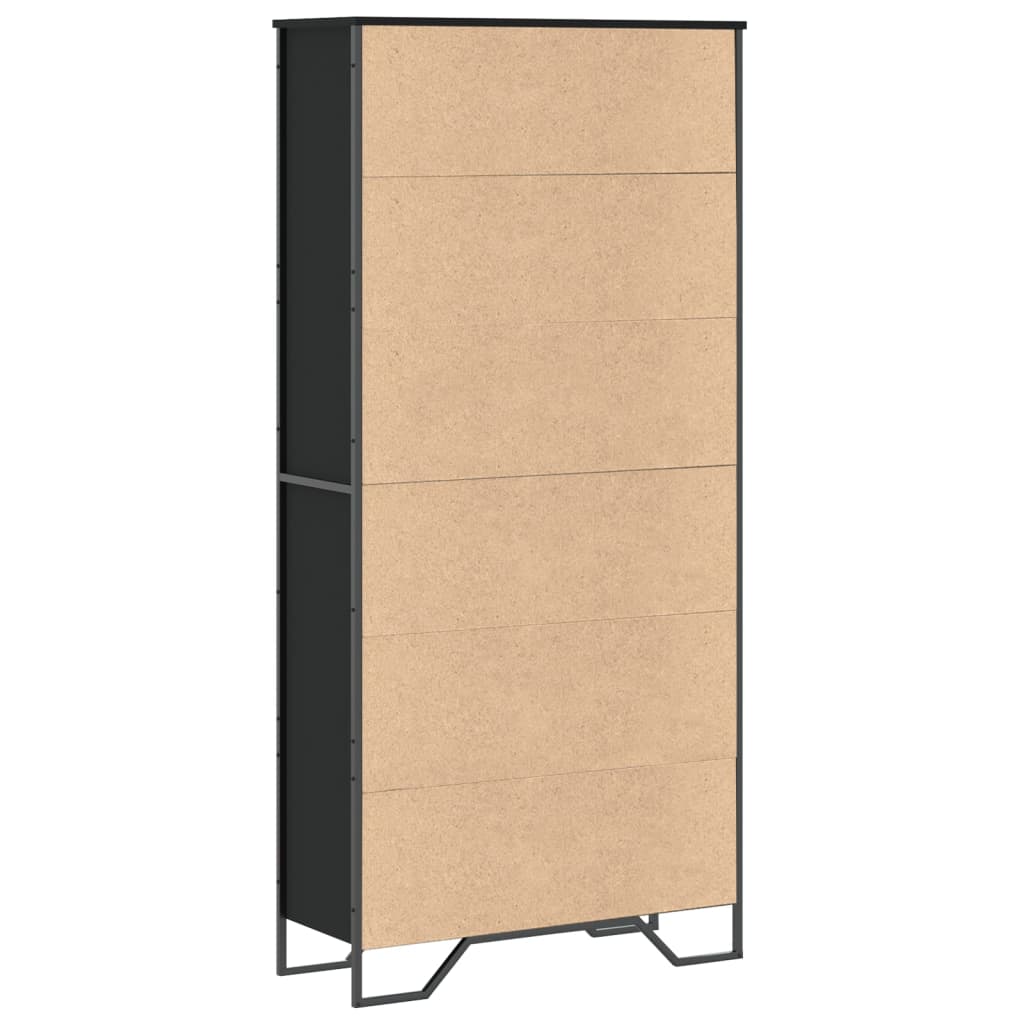 Bibliotecă, negru, 80x31x169 cm, lemn prelucrat