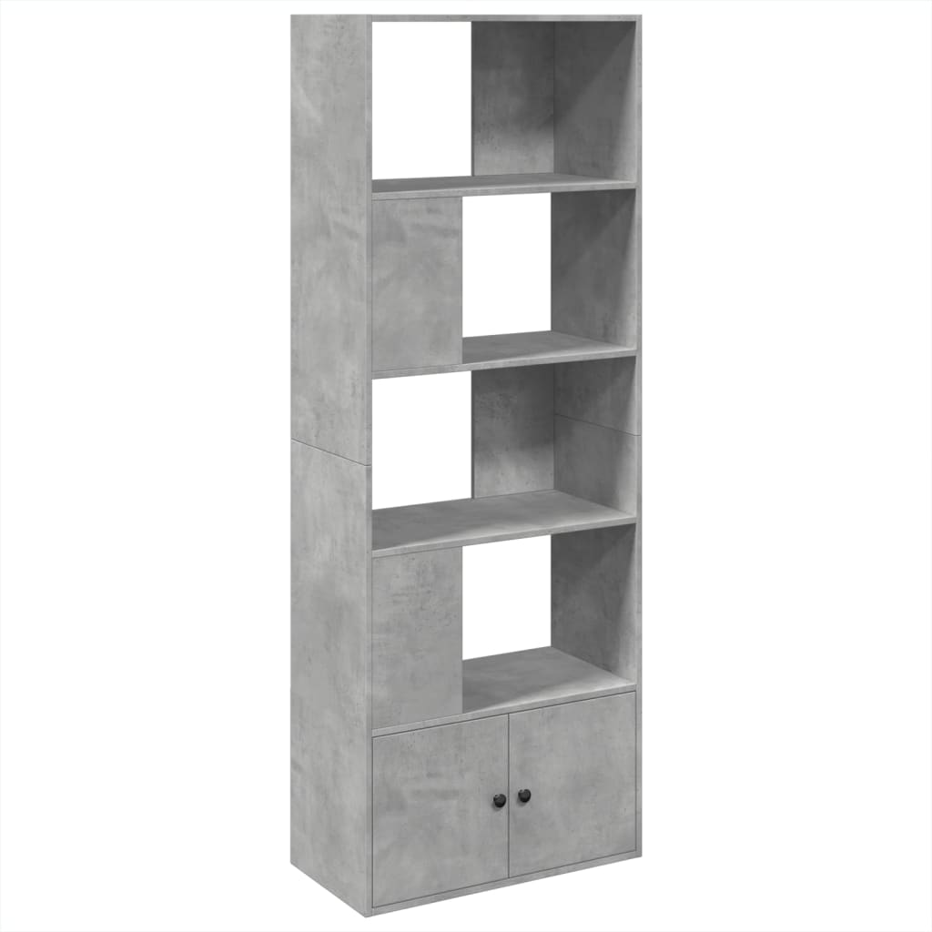 Bibliotecă, gri beton, 70x36x189 cm, lemn compozit