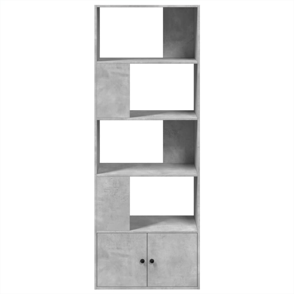 Bibliotecă, gri beton, 70x36x189 cm, lemn compozit
