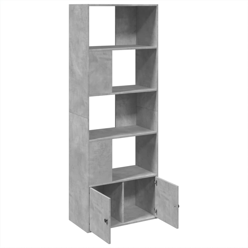 Bibliotecă, gri beton, 70x36x189 cm, lemn compozit