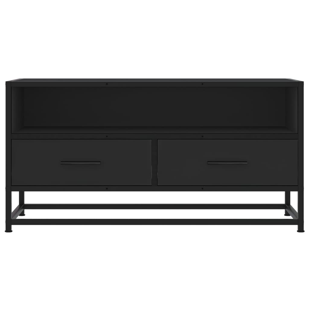 Dulap TV, negru, 80x34,5x40 cm, lemn prelucrat și metal