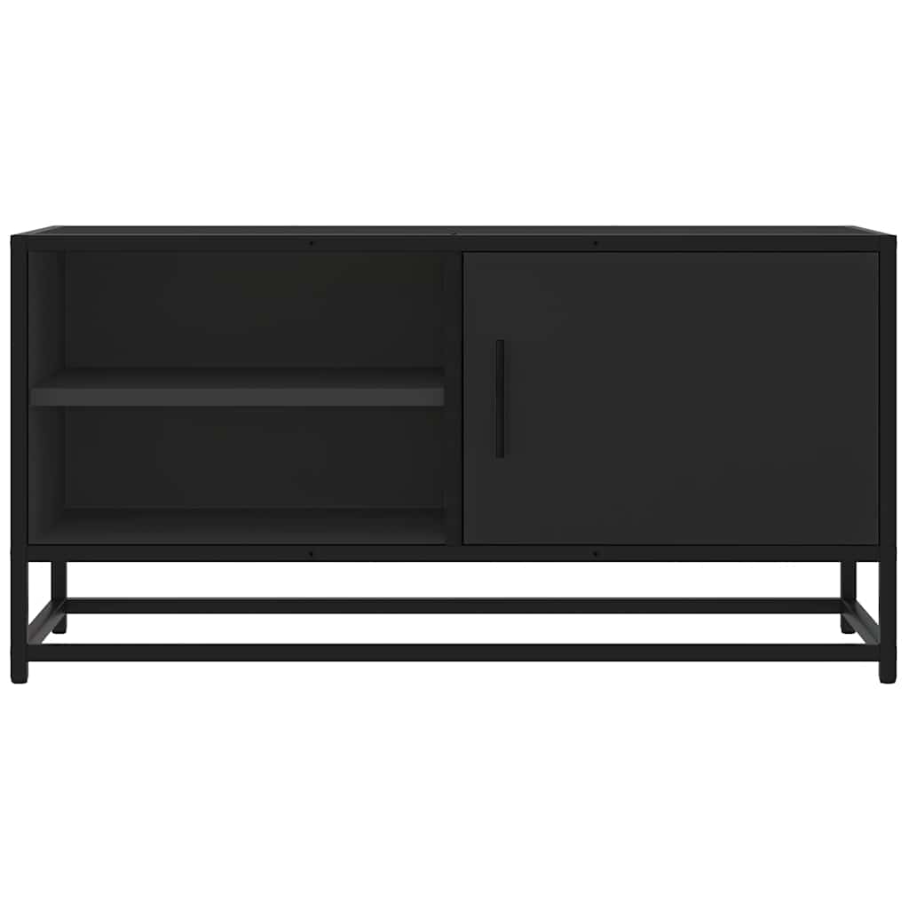 Dulap TV, negru, 80x34,5x40 cm, lemn prelucrat și metal