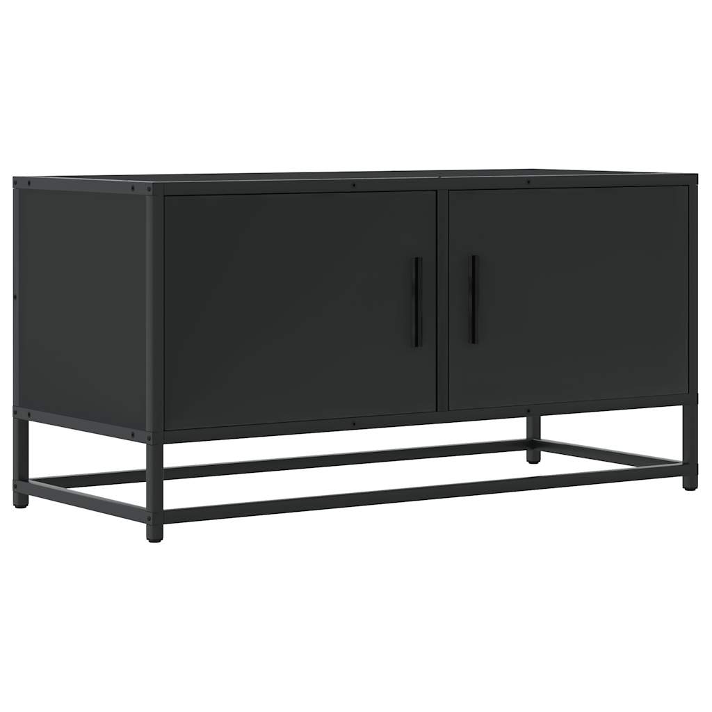 Dulap TV, negru, 80x34,5x40 cm, lemn prelucrat și metal