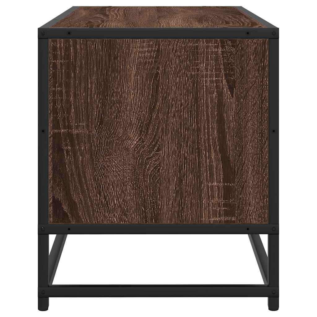Dulap TV, stejar maro, 80x34,5x40 cm, lemn prelucrat și metal