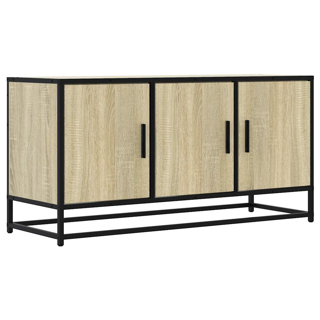 Dulap TV stejar sonoma, 100x35x50 cm lemn prelucrat și metal