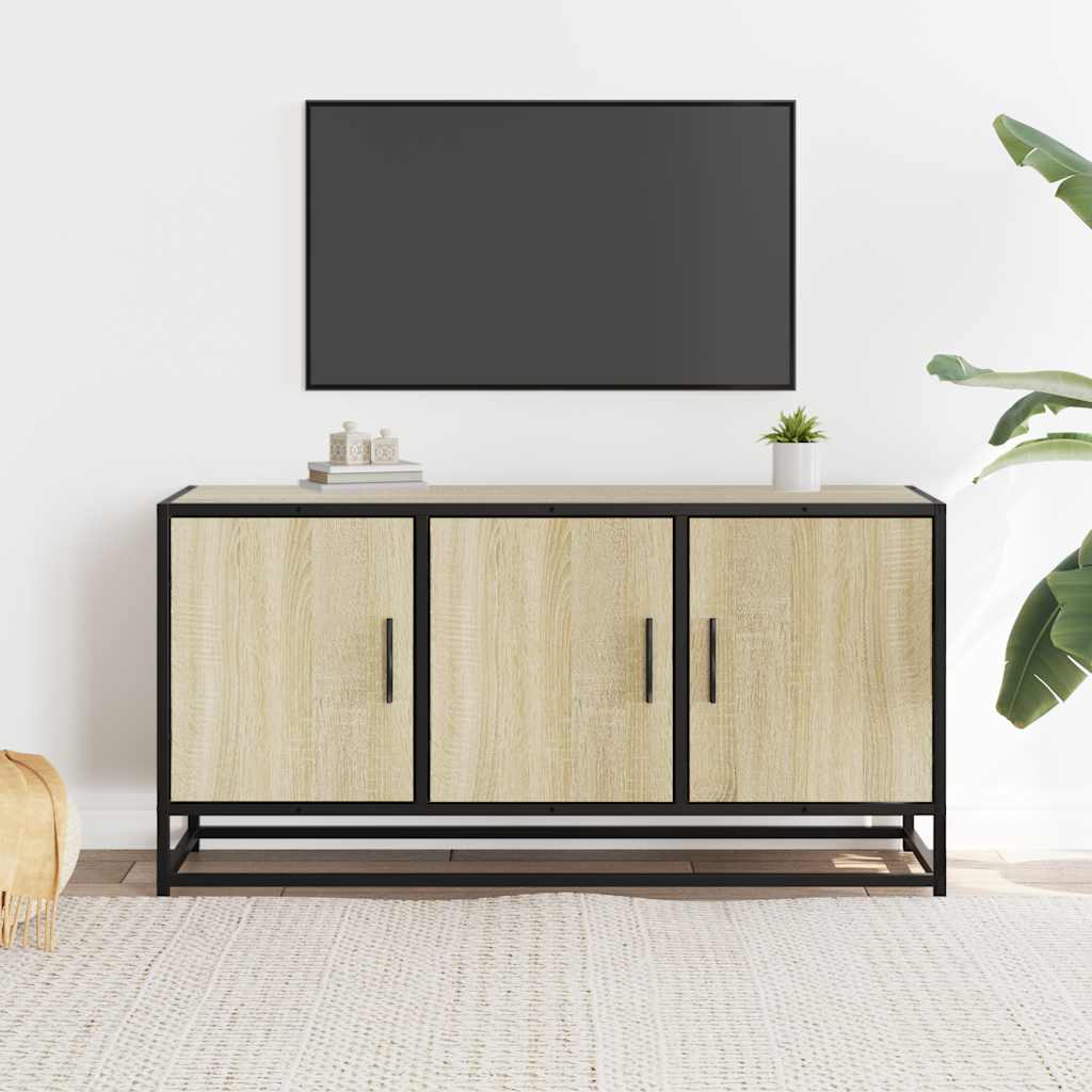 Dulap TV stejar sonoma, 100x35x50 cm lemn prelucrat și metal