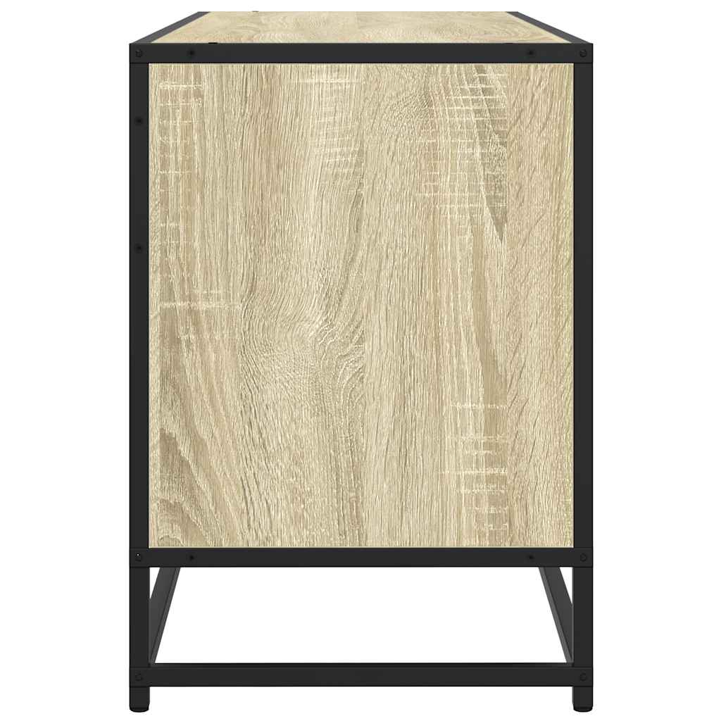 Dulap TV stejar sonoma, 100x35x50 cm lemn prelucrat și metal