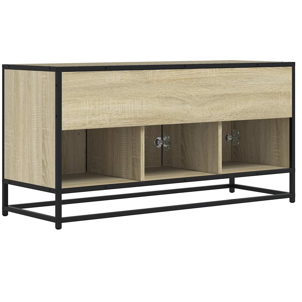 Dulap TV stejar sonoma, 100x35x50 cm lemn prelucrat și metal