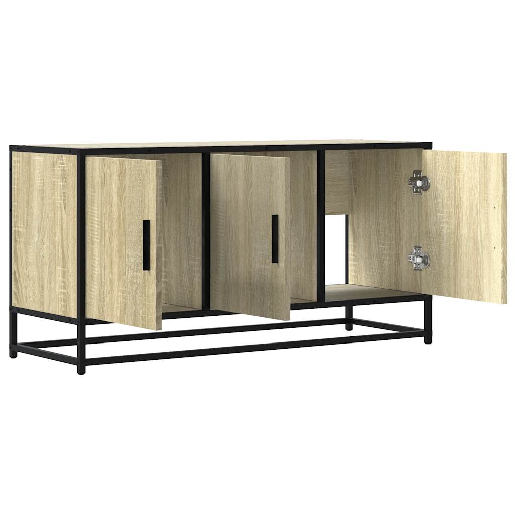 Dulap TV stejar sonoma, 100x35x50 cm lemn prelucrat și metal