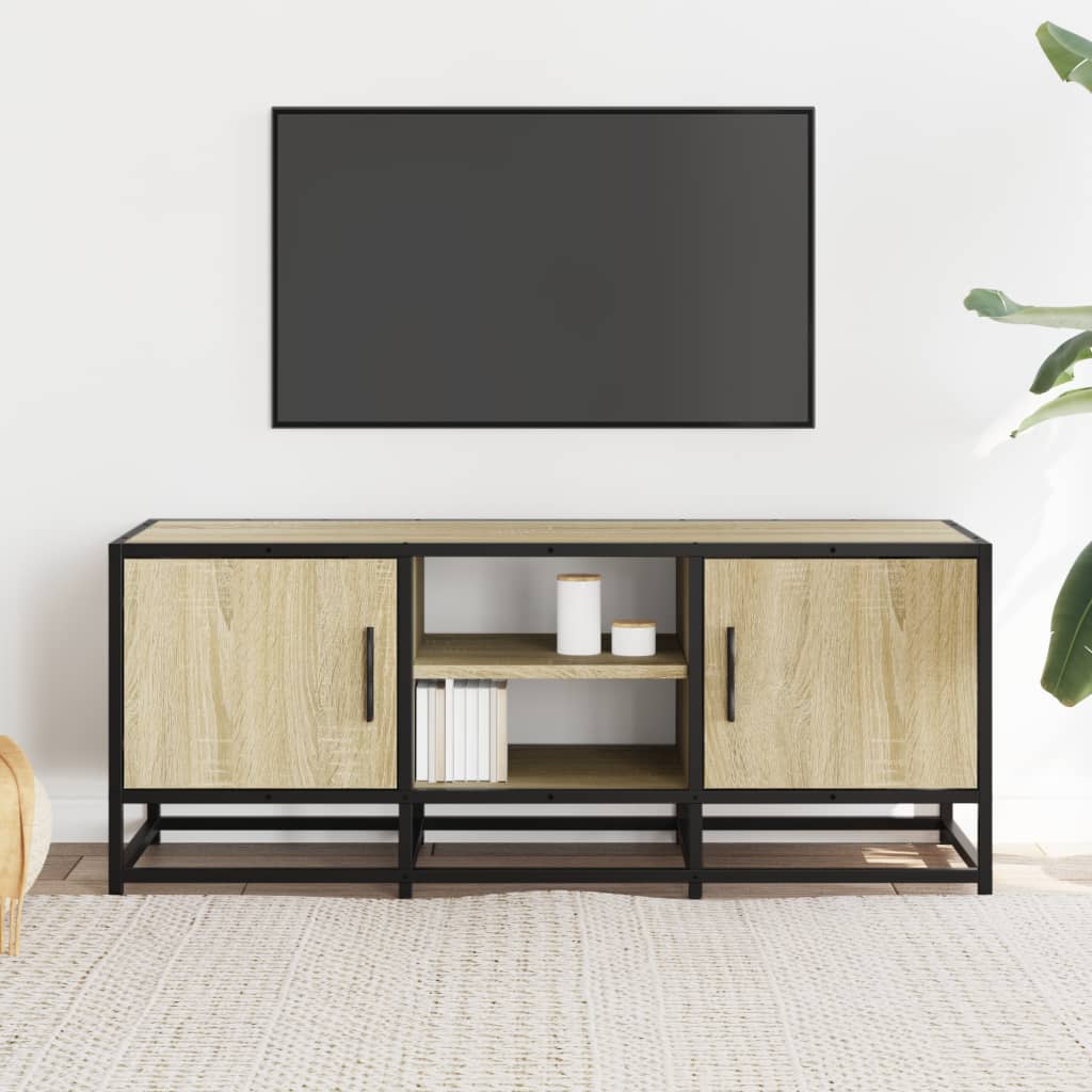 Dulap TV, stejar sonoma, 100x35x41 cm, lemn prelucrat și metal