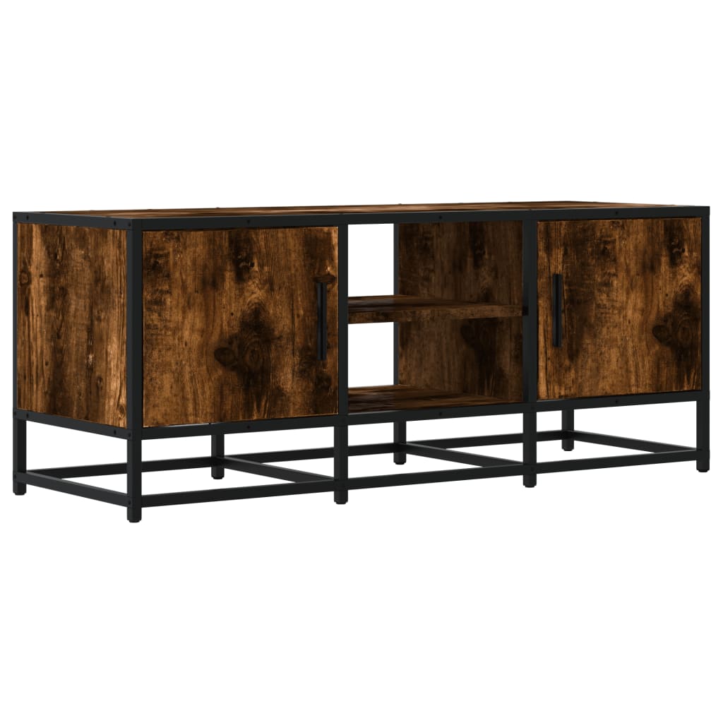 Dulap TV stejar fumuriu, 100x35x41 cm lemn prelucrat și metal