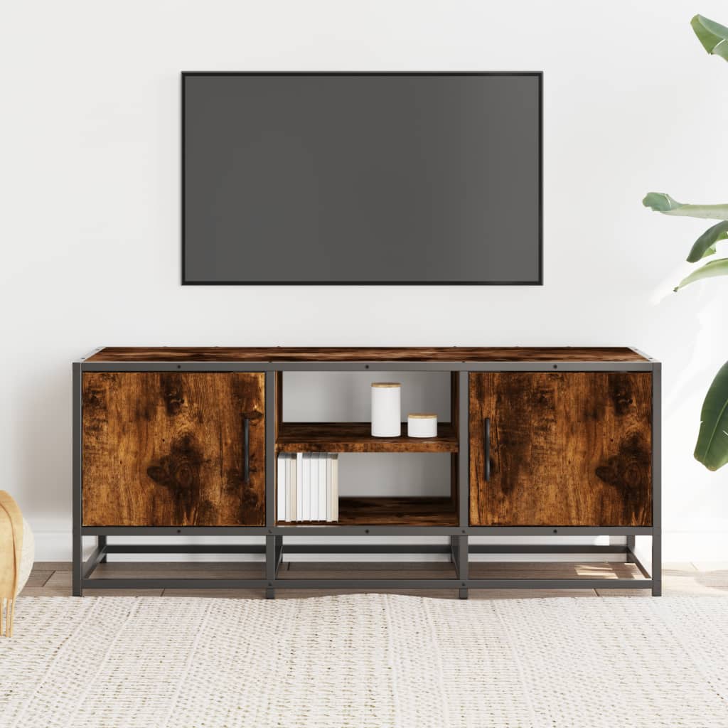 Dulap TV stejar fumuriu, 100x35x41 cm lemn prelucrat și metal
