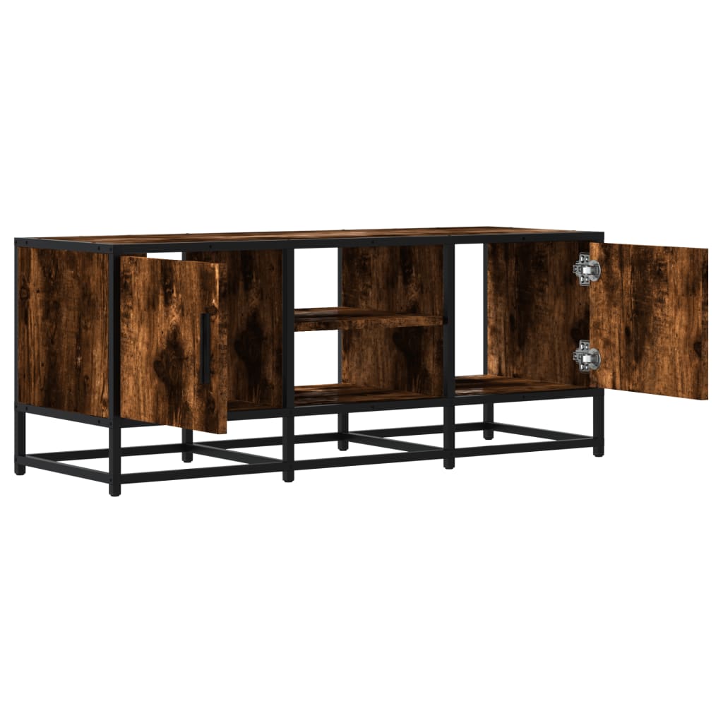 Dulap TV stejar fumuriu, 100x35x41 cm lemn prelucrat și metal