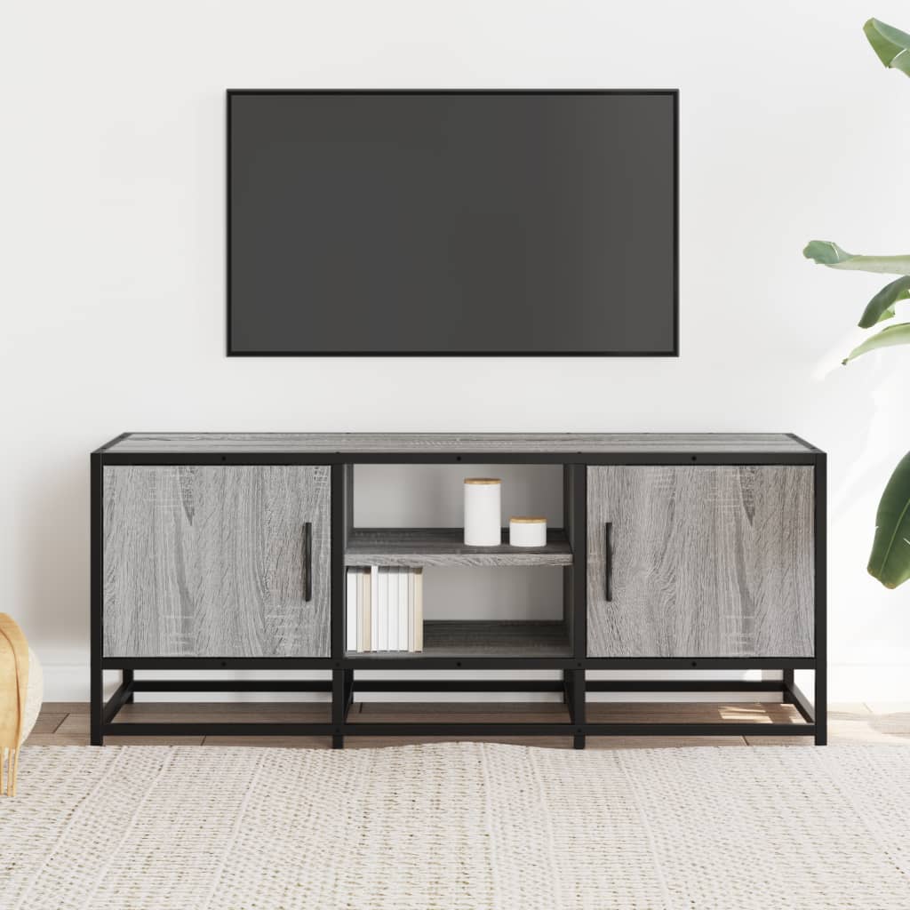 Dulap TV, gri sonoma, 100x35x41 cm, lemn prelucrat și metal