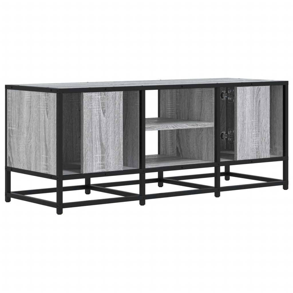 Dulap TV, gri sonoma, 100x35x41 cm, lemn prelucrat și metal